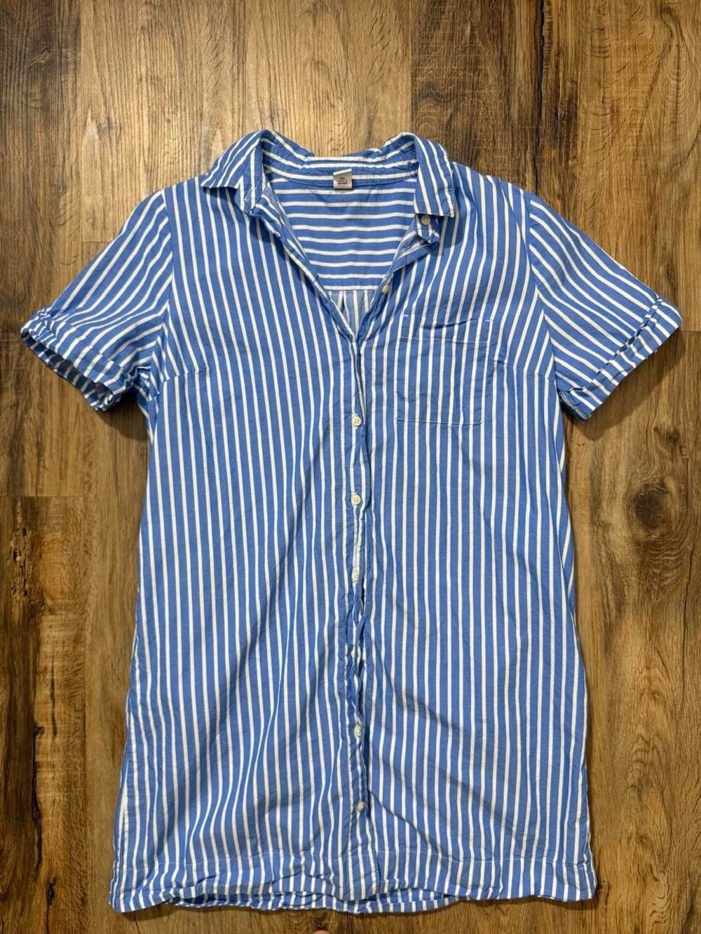 Old Navy Blue White Striped Shirt Dress Size Small 100% Cotton